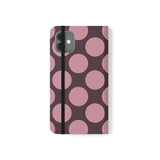 iPhone 11-cover i vegansk læder med pung - Pink Plum Polka Dot-design