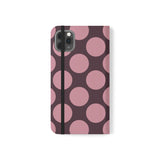 iPhone 11 Pro Max-cover i vegansk læder med pung - Pink Plum Polka Dot-design