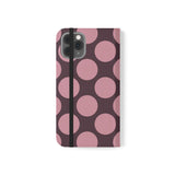 iPhone 11 Pro-cover i vegansk læder med pung - Pink Plum Polka Dot-design
