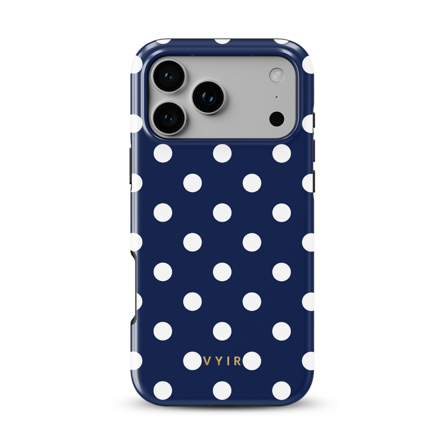 Classic Polka Dots, Old Money Blue - Tough MagSafe iPhone Cover