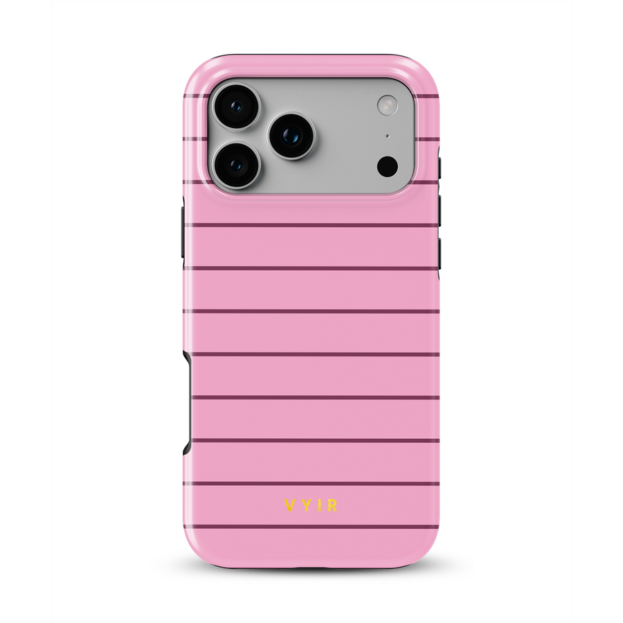 Horizontal Stripes, Blush Pink - Tough MagSafe iPhone Cover