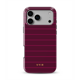 Horizontal Stripes, Merlot - Tough MagSafe iPhone Cover