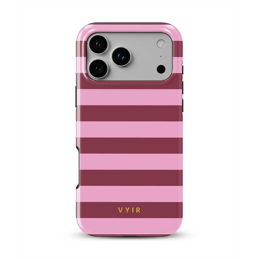 Horizontal Stripes, Candy Pink - Tough MagSafe iPhone Cover