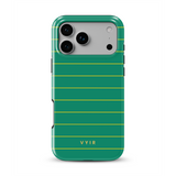 Horizontal Stripes, Goldline Green - Tough MagSafe iPhone Cover