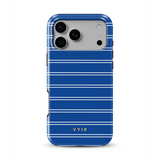 Horizontal Stripes, Mediterranean Blue - Tough MagSafe iPhone Cover