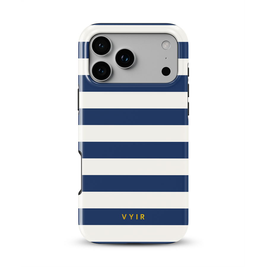 Horizontal Stripes, Old Money Blue - Tough MagSafe iPhone Cover
