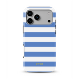 Horizontal Stripes, Parisian Blue - Tough MagSafe iPhone Cover