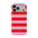 Horizontal Stripes, Red Blush - Tough MagSafe iPhone Cover
