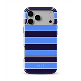 Horizontal Stripes, Rivoli Blue - Tough MagSafe iPhone Cover