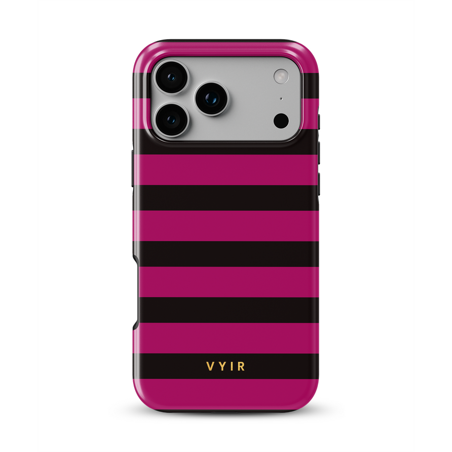 Horizontal Stripes, Wine Red - Tough MagSafe iPhone Cover