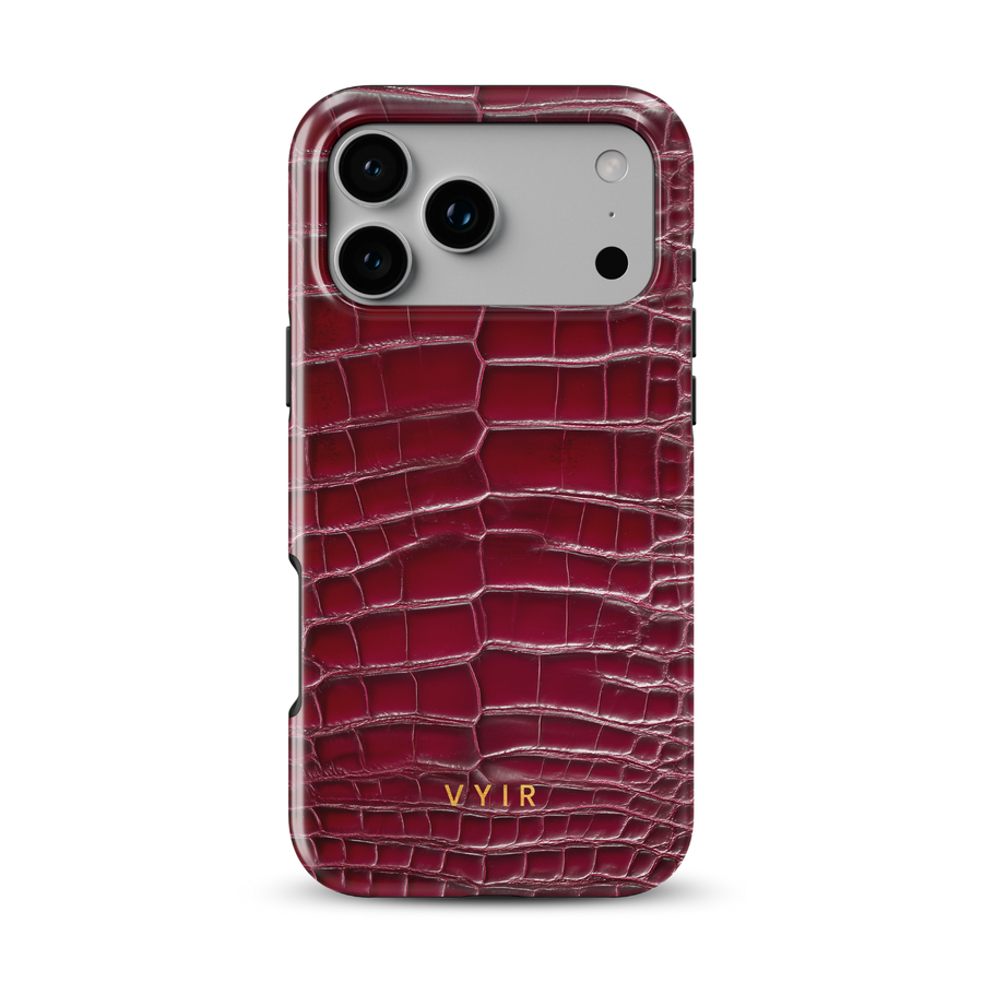 Croc Leather Print Burgundy - Tough MagSafe iPhone Cover