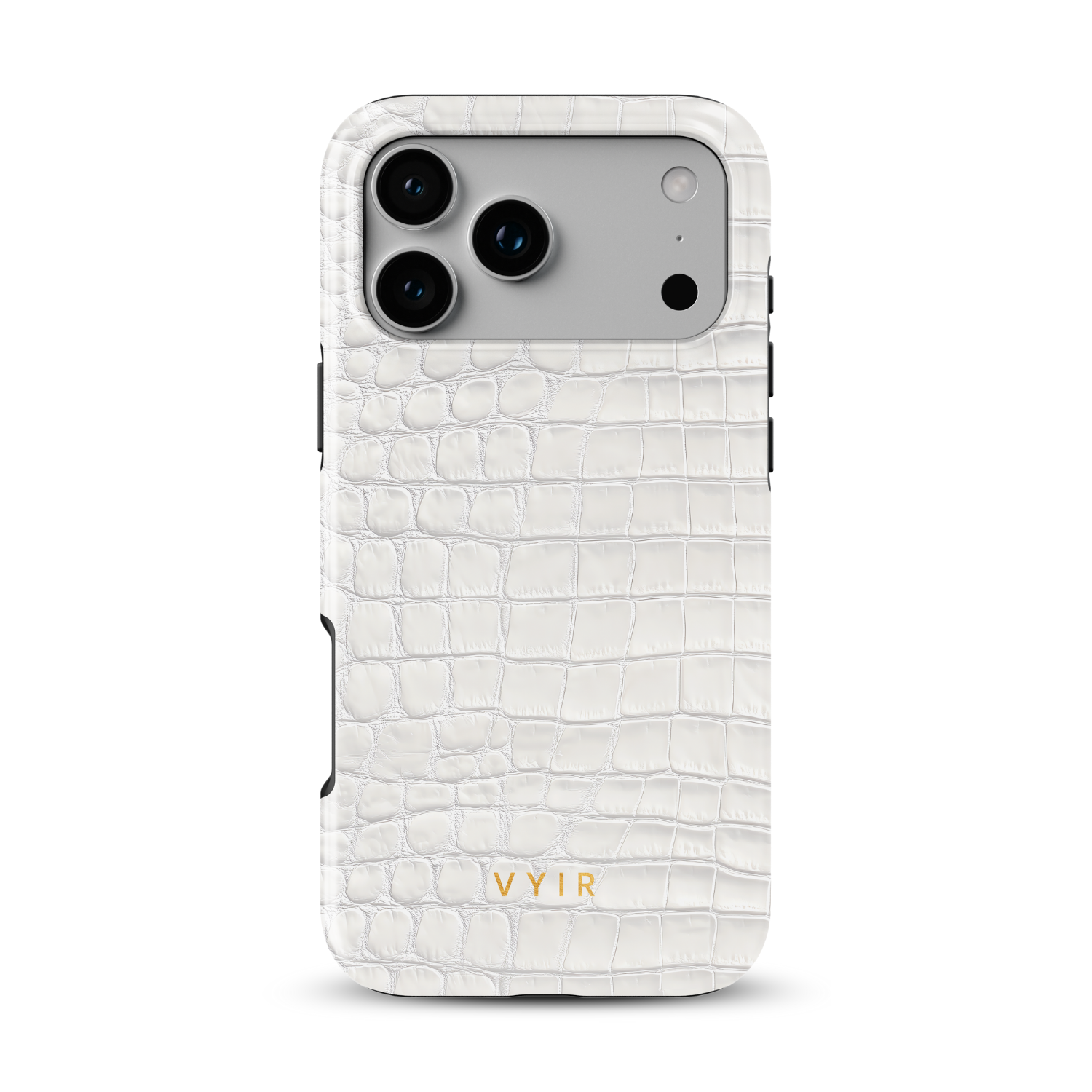 Croc Leather Print White - Shockproof Phone Case - VYIR