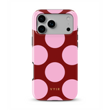 Large Polka Dots, Burgundy Pink - Tough MagSafe iPhone Cover