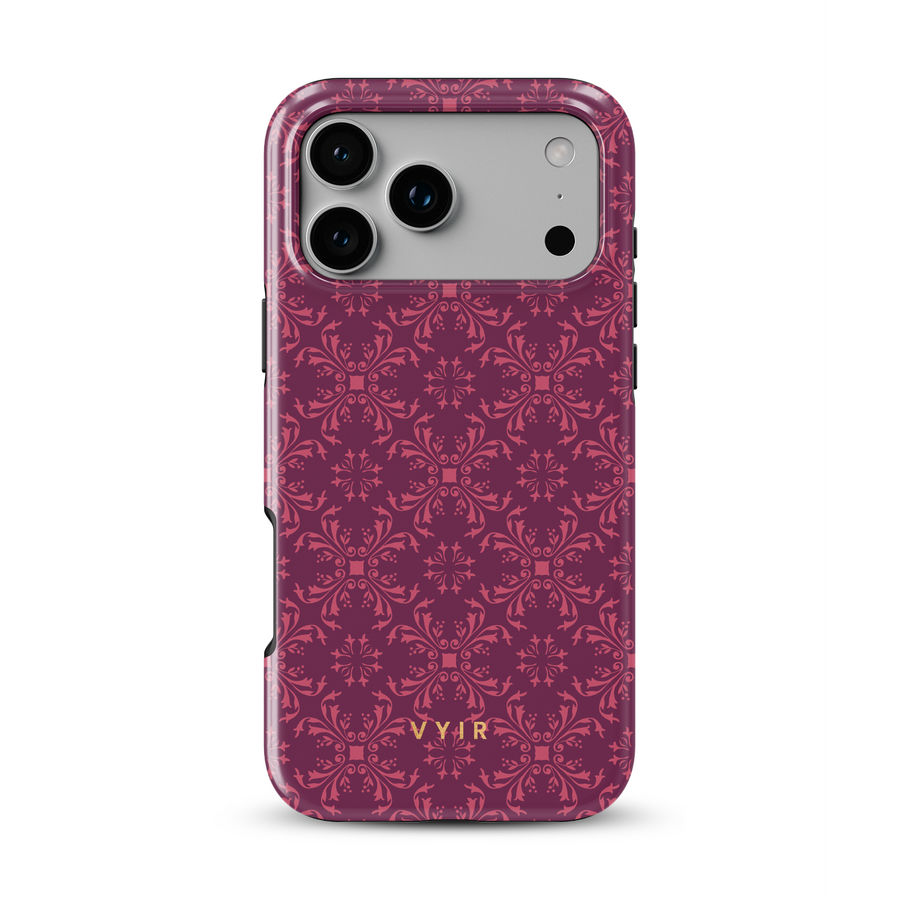 Ornate Bloom, Burgundy - Tough MagSafe iPhone Cover