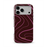 Swirl Lines, Burgundy - Tough MagSafe iPhone Cover