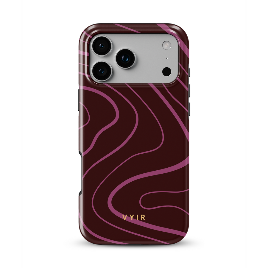Swirl Lines, Burgundy - Tough MagSafe iPhone Cover