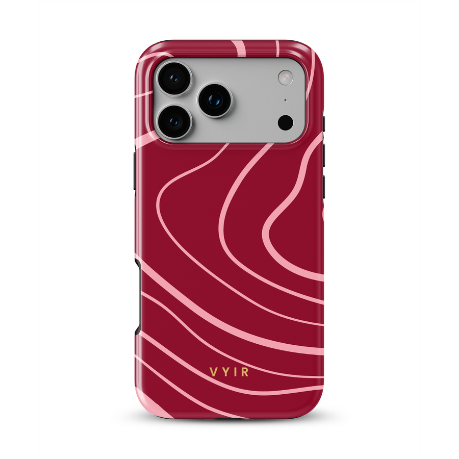 Swirl Lines, Pink & Red - Tough MagSafe iPhone Cover