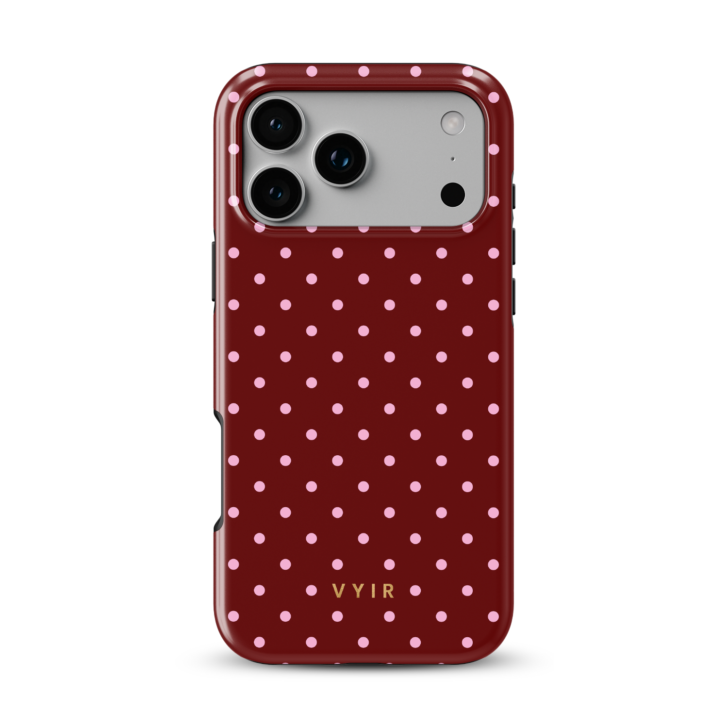 Tiny Polka Dots, Burgundy - Shockproof Phone Case - VYIR