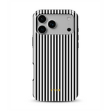 Vertical Stripes, Pinstripe Black and White - Tough MagSafe iPhone Cover