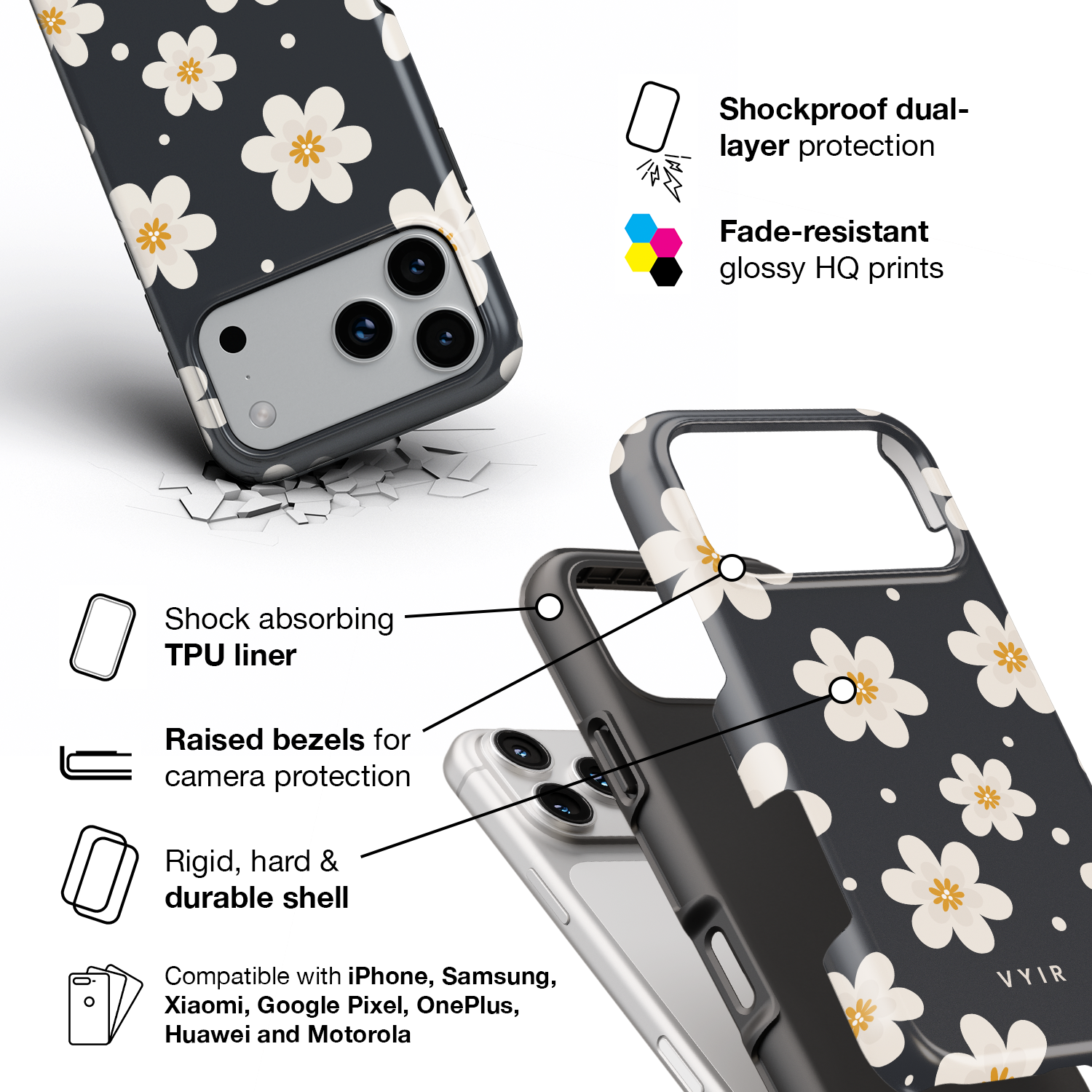 Daisy Scatter - Shockproof Phone Case - VYIR