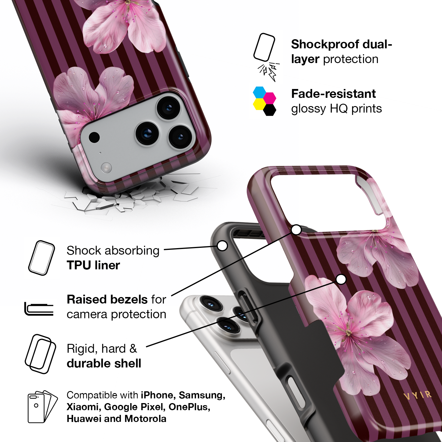 Burgundy Velvet - Shockproof Phone Case - VYIR
