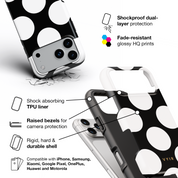 Large Polka Dots, Black Sparkle - Shockproof Phone Case - VYIR