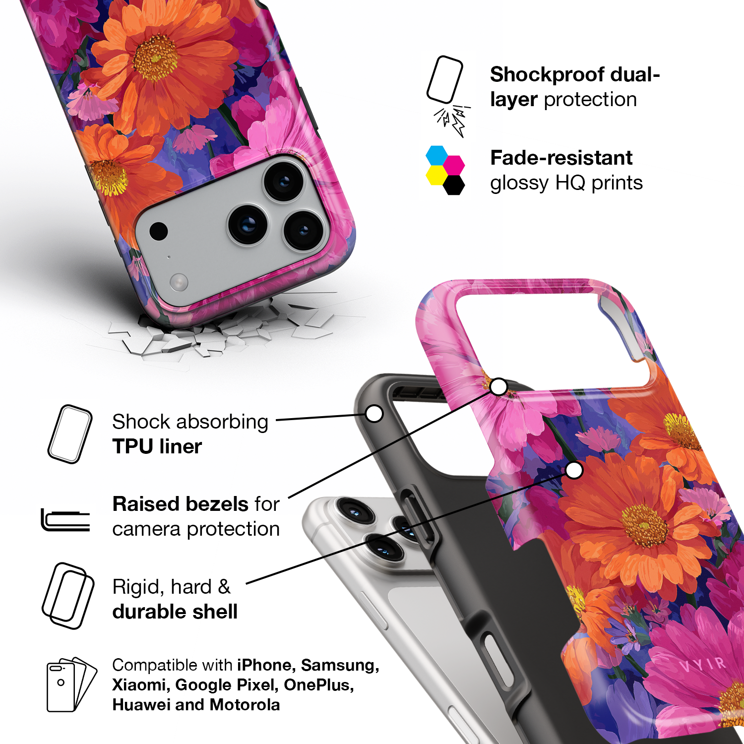 Wild Daisy Meadow - Shockproof Phone Case - VYIR