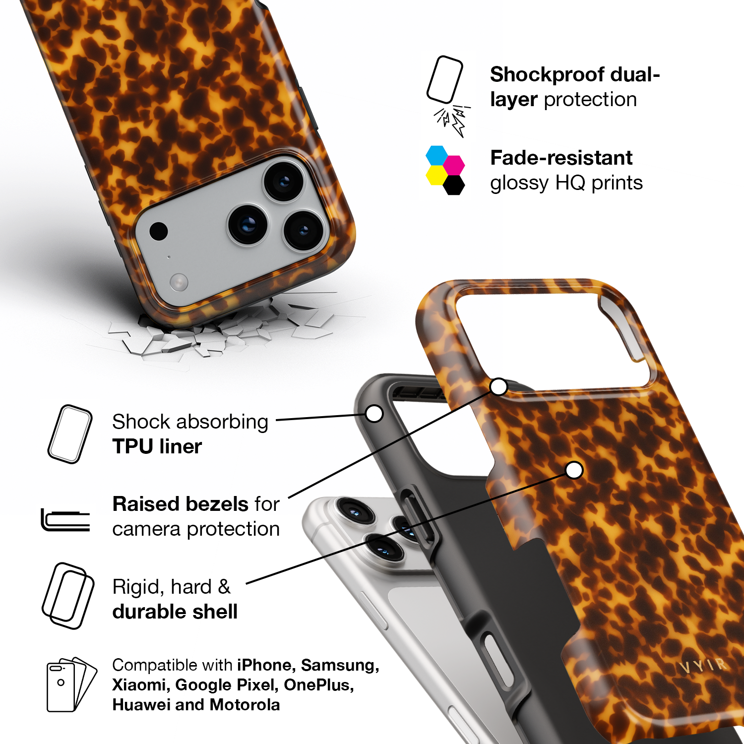 Tortoiseshell, Amber - Shockproof Phone Case - VYIR