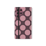 Samsung Galaxy S22 Ultra Cover i vegansk læder med pung - Pink Plum Polka Dot-design