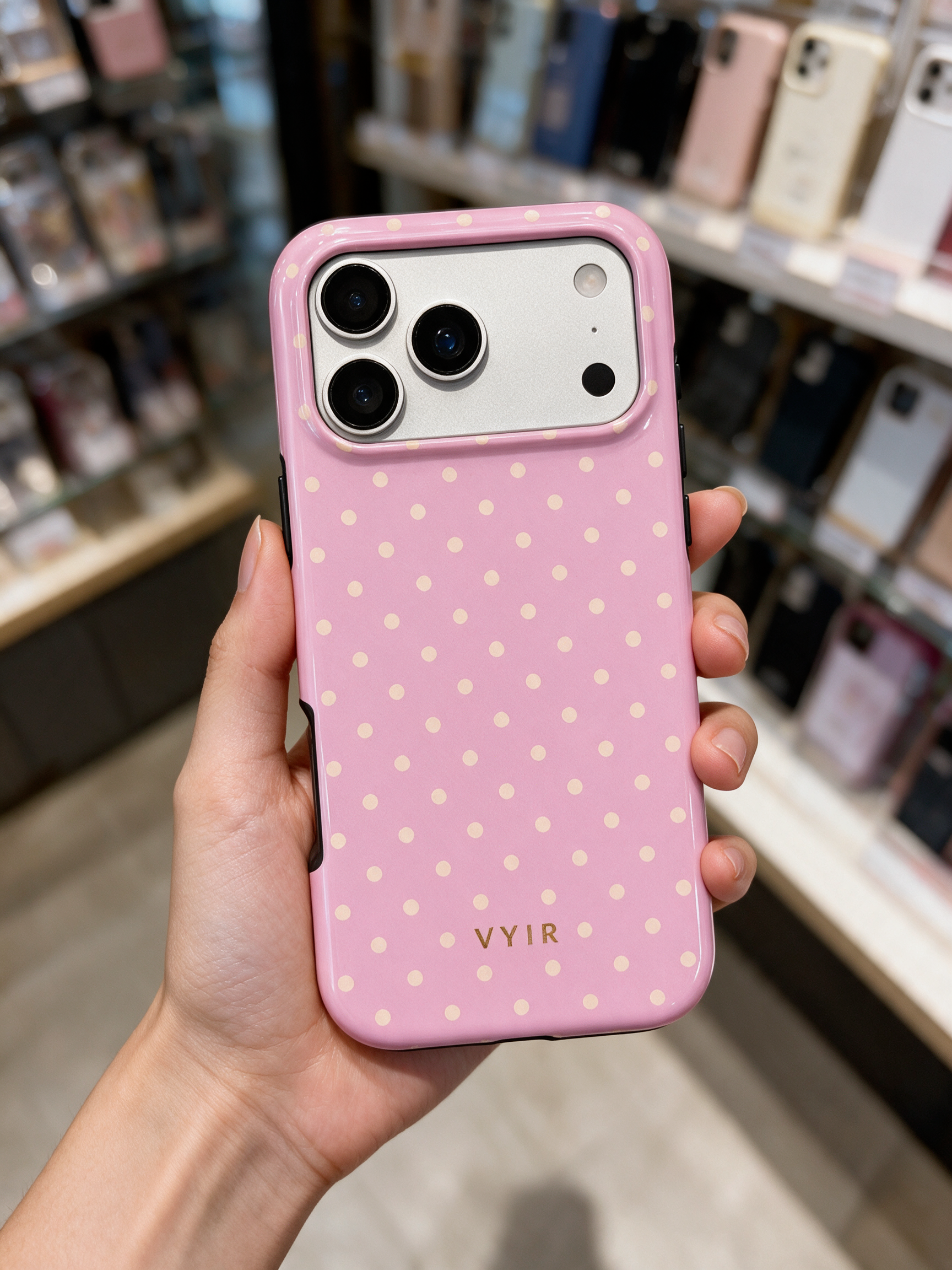 Tiny Polka Dots, Feminine Pink - Tough Mobilcover