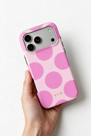 Large Polka Dots, Bubbly Pink - Tough MagSafe iPhone Cover
